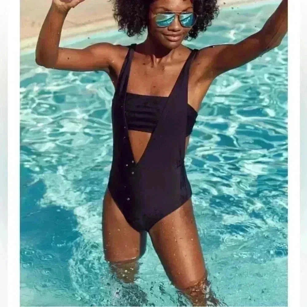 Aerie black one piece swimsuit, adjustable ties size large